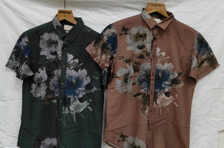 Men’s Floral Print Short Sleeve Casual Shirt