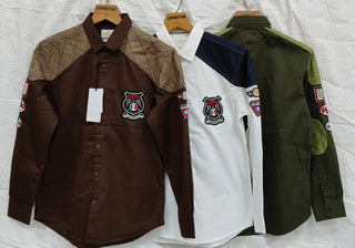 Men’s Military Inspired Embroidered Full Sleeve Casual Shirt