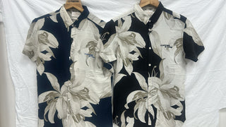 Men’s Navy Tropical Floral Print Short Sleeve Shirt