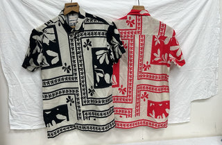Men’s Geometric Floral Print Short Sleeve Casual Shirt