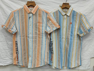 Men’s Multicolor Vertical Striped Short Sleeve Casual Shirt