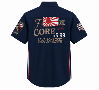 Men’s Embroidered Short Sleeve Casual Shirt – Patchwork Streetwear
