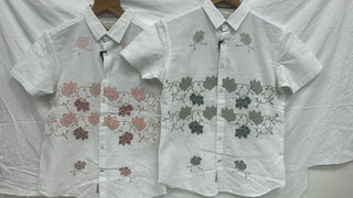 Men’s Floral Embroidered Textured Short Sleeve Shirt