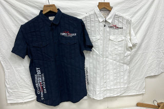 Men’s Textured Stripe Graphic Short Sleeve Casual Shirt