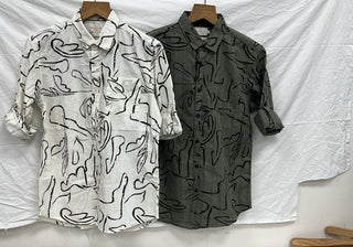 Men’s Abstract Line Art Print Full Sleeve Shirt