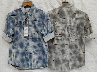 Men’s Washed Distressed 99 Graphic Full Sleeve Shirt