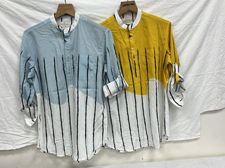 Men’s Striped Colorblock Mandarin Collar Kurta