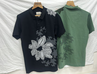 Men’s Pixel Floral Graphic Print Polo T-Shirt
