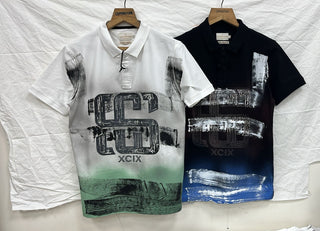 Men’s CP XCIX Abstract Brushstroke Graphic Polo T-Shirt