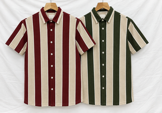 Men’s Textured Striped Short Sleeve Casual Shirt