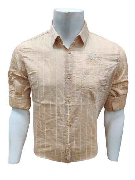 MEN'S PEACH STRIPED CASUAL SHIRT