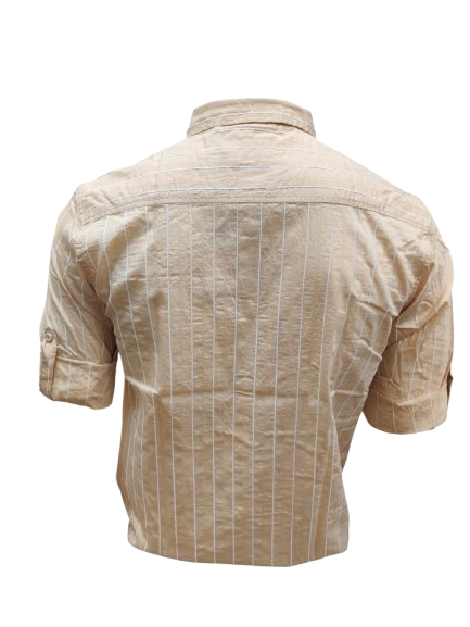 MEN'S PEACH STRIPED CASUAL SHIRT