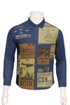 MEN'S PRINTED PATCHWORK DENIM SHIRT