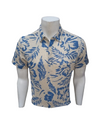 MEN’S COBALT BLUE LEAF PRINT CASUAL SHIRT