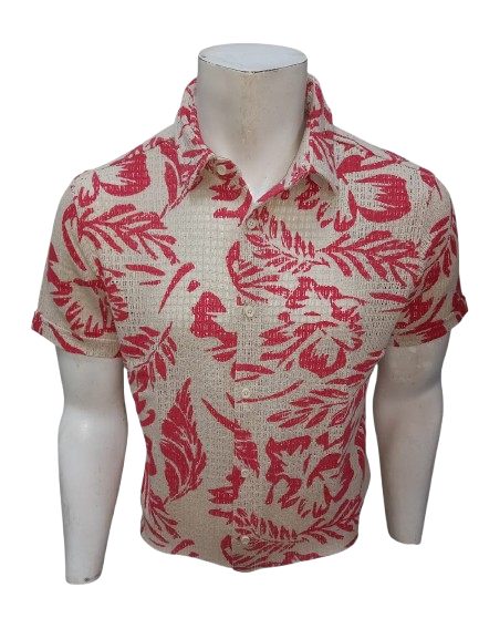 MEN’S FORMULA RED LEAF PRINT CASUAL SHIRT