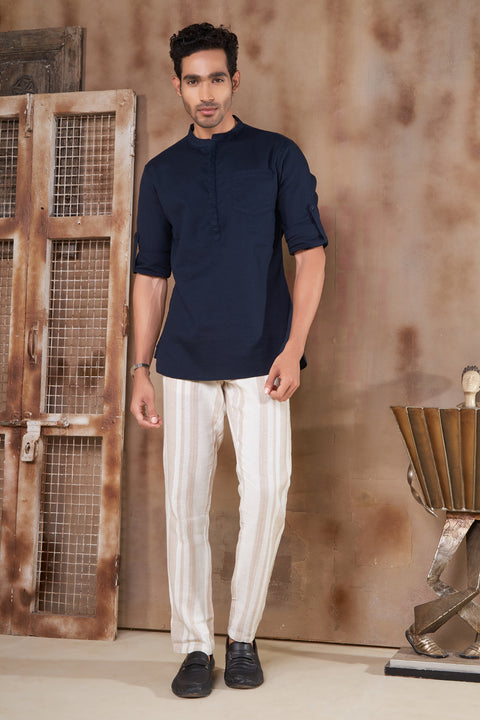 100% Cotton Navy Kurta