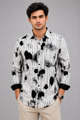 Men’s Abstract Striped Full Sleeve Printed Shirt