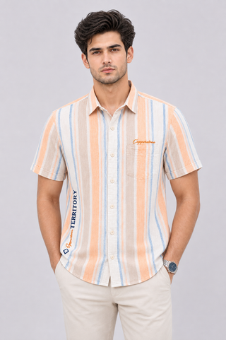 Men's Short-Sleeve Striped Casual Shirt for Everyday Style
